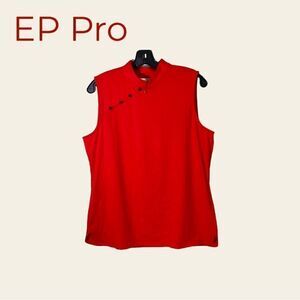 Women’s Red Sleeveless Golf Shirt by EP Pro Size Medium